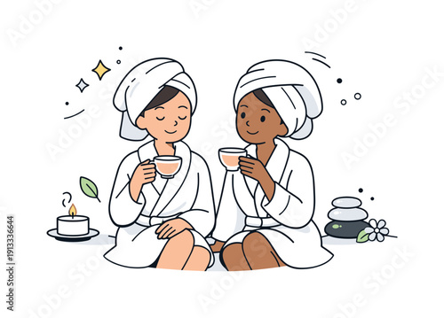 Serene Spa Friendship. Two friends on a spa day