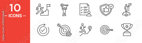 Success icon set, success vector symbol in black filled and outlined style.