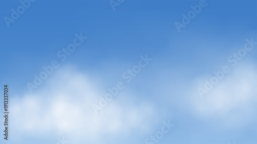 Cloudy sky background. Blue sky with soft white cloud haze creates smooth atmospheric scene. Gentle gradient and light texture form calm natural backdrop. Clean realistic vector illustration.
