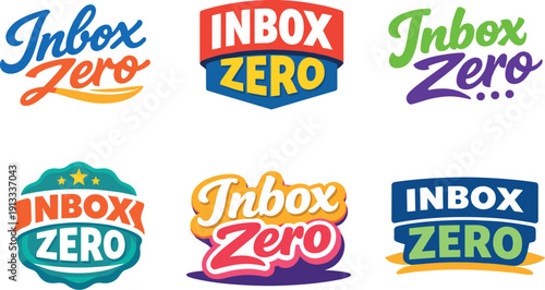 Clean modern holiday banner illustration displaying modern lettering logo set for Inbox Zero, professional logo-style typography