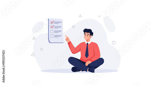 Man checking off tasks on checklist, planning and productivity concept