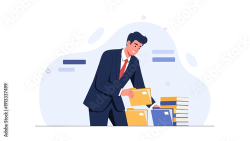 Businessman Organizing Files
