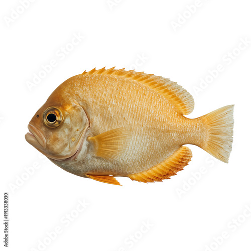Fish With Colorful Scales on a Plain Background Showing Its Features