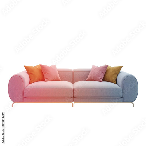 Modern Sofa With Colorful Pillows on a Simple Background in a Bright Setting