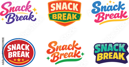 Clean modern holiday banner illustration displaying modern lettering logo set for Snack Break, professional logo-style typography