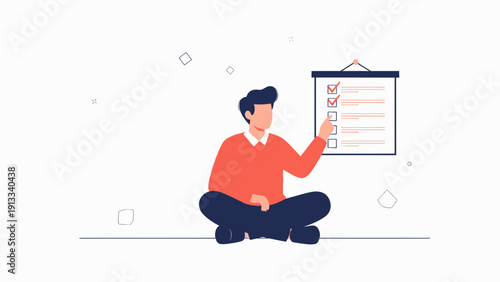 Man checking off tasks on a checklist board, planning and organization concept