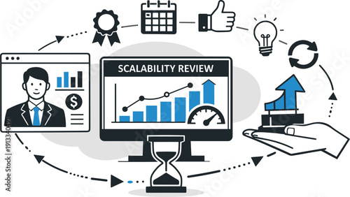 Modern minimal flat vector conceptual collage, crisp hard edges, consistent THIN outline stroke, rounded corners where needed,