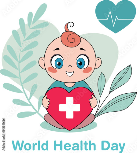 World health day celebrating healthy smiles and caring for little hearts