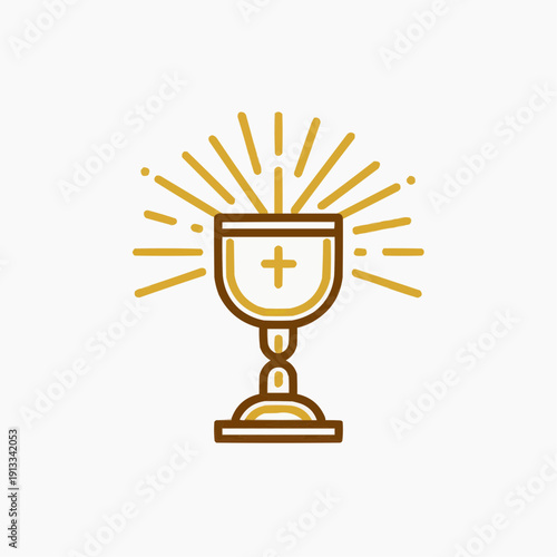 Holy grail chalice with radiant light, a symbol of divine spirituality and faith.