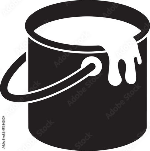 Paint Bucket: A minimalist image features a paint bucket brimming with paint. Paint spills over the edge, creating a visually striking representation of creativity and DIY.