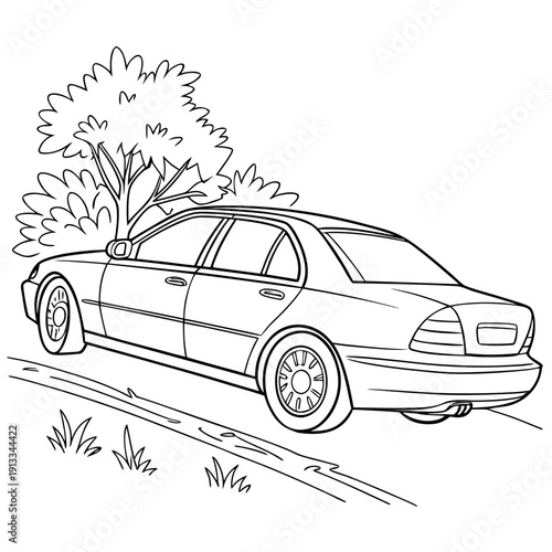 Sedan with Small Plants Behind