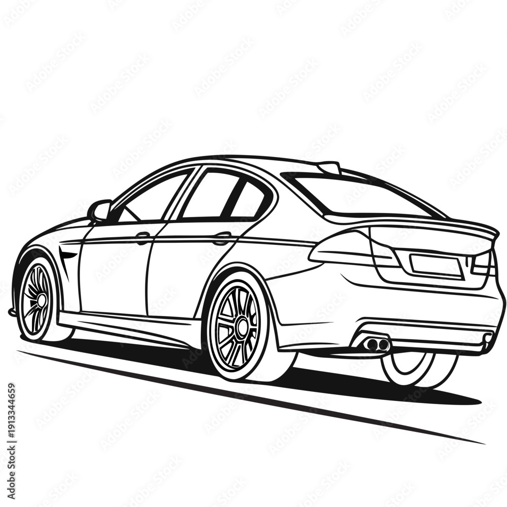 Fototapeta premium Sedan Silhouette Pencil Vector 1