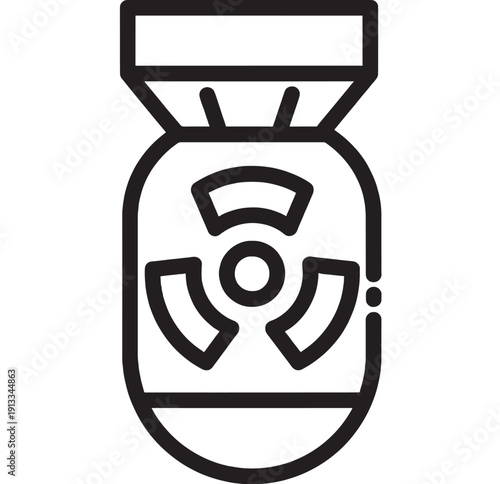 Radioactive waste barrel line icon isolated on white background, nuclear hazard symbol, toxic material warning sign for safety, ecology, industry and disposal concepts