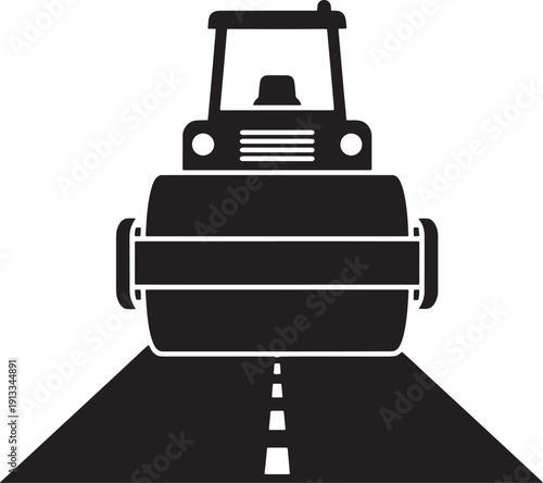 Road Roller Icon Vector, Construction Vehicle