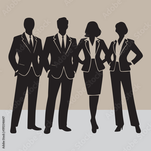 Stylish Business Professionals Silhouette Branding Vector Badge