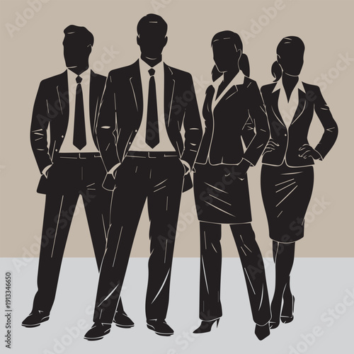 Executive Business Group Black Silhouette Vector Logo Design