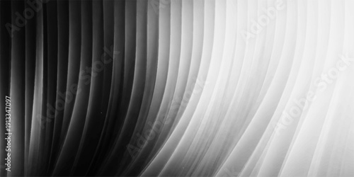 Abstract black and white background featuring a futuristic 3d metallic spiral tunnel with silver chrome curves and wave patterns in a high-tech steel texture illustration