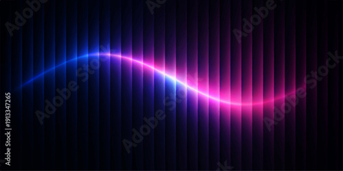 An abstract blue vector background features glowing digital waves and bright light lines across a dark space backdrop to create a colorful motion texture for a modern art wallpaper