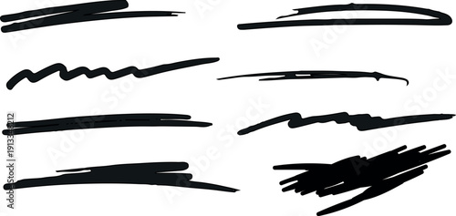 Collection of expressive black brush strokes on white background