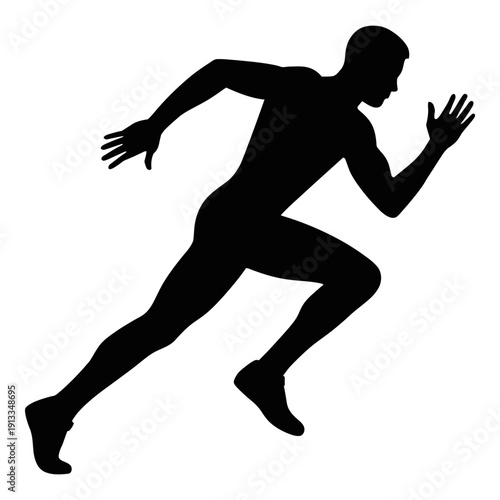 Illustration of black silhouette of a man running in motion