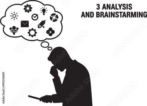 Black Solid Situational Interview Problem Solving Silhouettes Set of Six on White Background