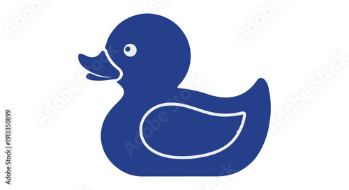 Simple blue rubber duck icon on a Transparent Background, symbolizing childhood and bath time fun.