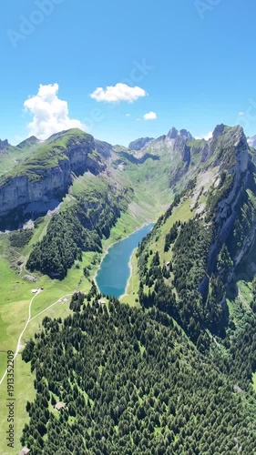 Flying over the famous Fälensee in Switzerland