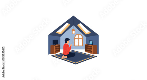 Person Meditating in Modern Minimalist Home Interior with Natural Light