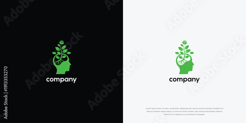 Green Mind Plant Logo Growth Ideas Nature Company.