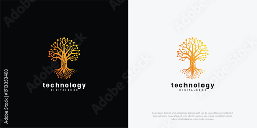 Digital Tree Logo Technology Growth Network Data Innovation.