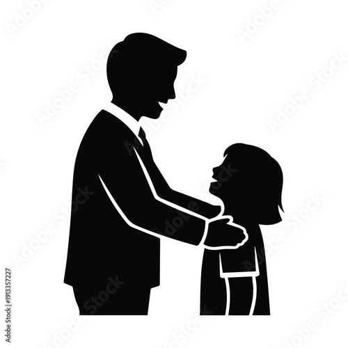 Silhouette of a man comforting a young girl with a gentle touch
