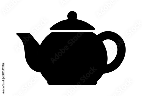 Classic black silhouette of a teapot on a clean background.