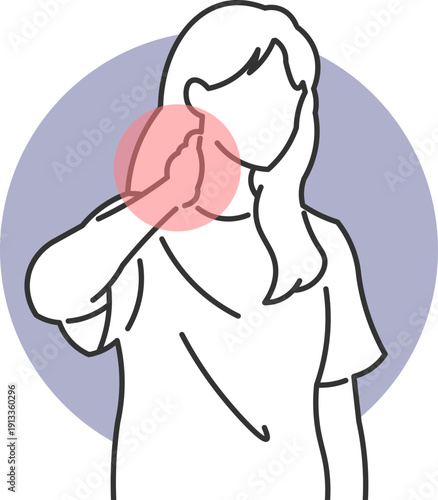 Woman with neck pain holding her neck area