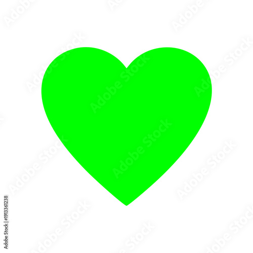 Vibrant green heart symbol for love and care concepts