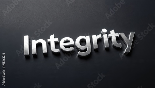 Integrity word on dark surface