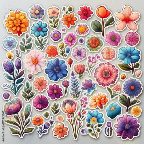 Flower stickers sheet