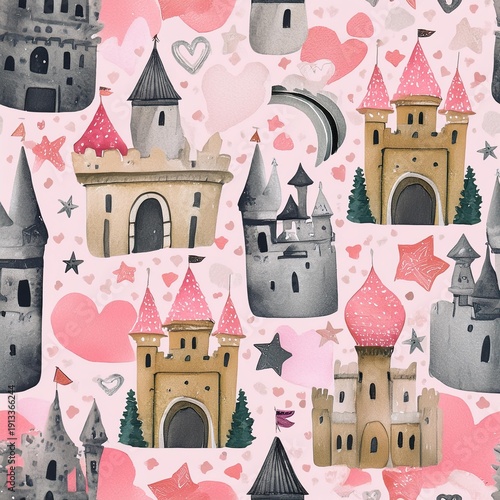 fairy tale castle and princess