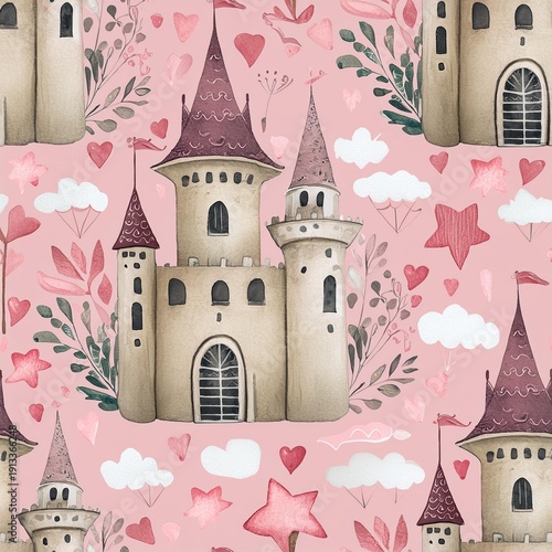 fairy tale castle and princess
