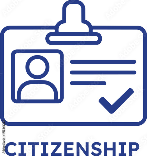 Citizenship concept with id card and verified checkmark on transparent background