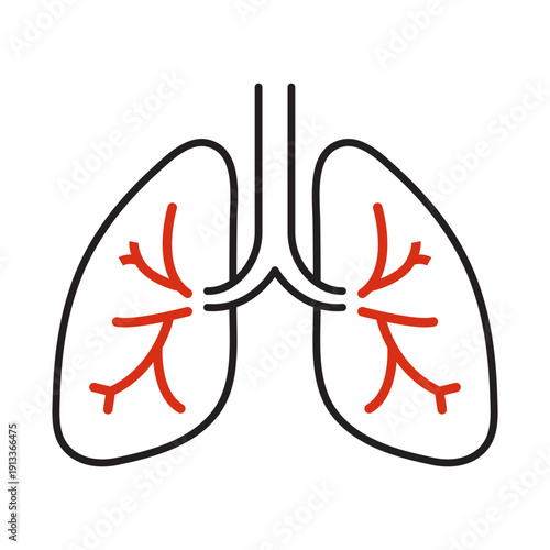 Human Lungs Anatomy Medical Respiratory System Hospital Flat Icon Illustration