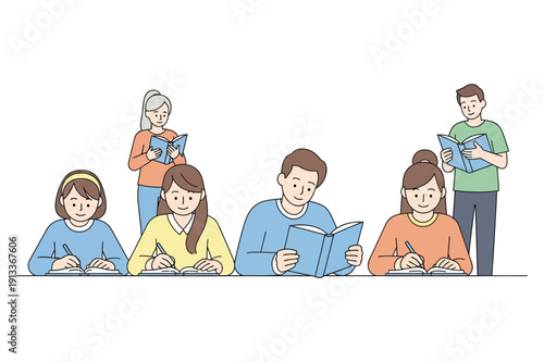 A person is shown writing in a notebook with a pen