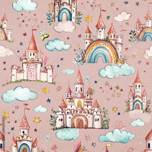 fairy tale castle and princess