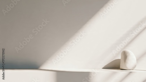 Minimalist composition with stone and shadow