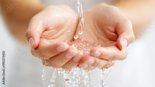 Wallpaper Mural 流れる水を両手で受け止めるスキンケアのイメージ
 Torontodigital.ca
