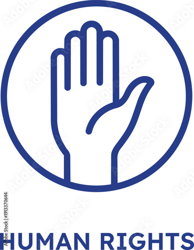 Human rights symbol with raised hand on transparent background for social issues