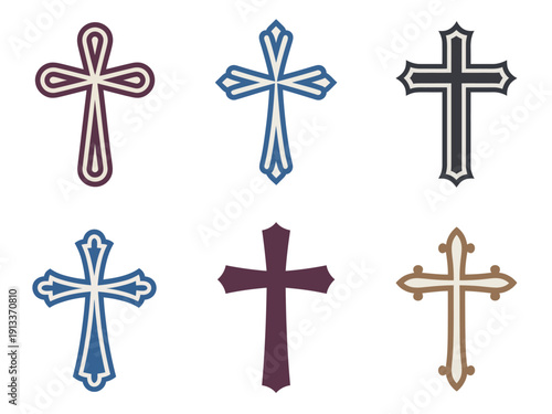 Various Cross Symbols in Different Colors