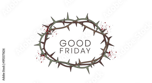 Good Friday symbol with crown of thorns and blood.