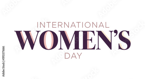 International Women's Day typography with elegant purple and pink lettering.