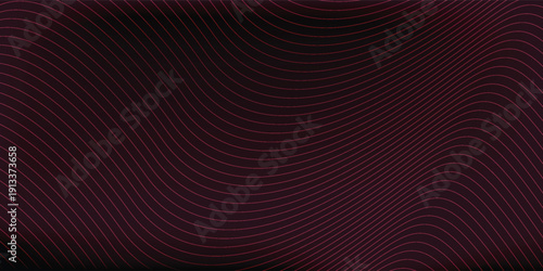 Abstract background with waves for banner. Medium banner size. Vector background with lines. Element for design isolated on burgundy. Pink color. Brochure  booklet