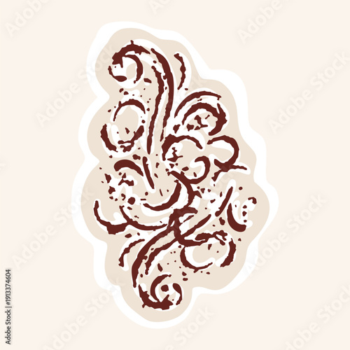 Organic abstract hand drawn textured effect accent illustration. Isolated flat vector motif with grunge broken scratched flecked texture design for quirky urban modern stylised sticker icon element